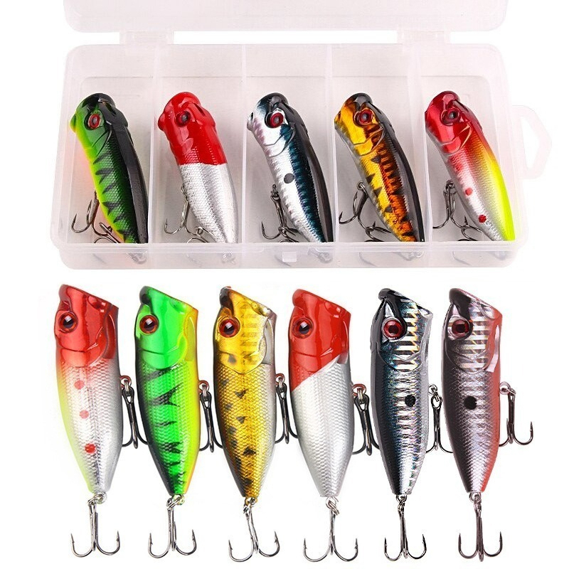 Fishing Lure Topwater - 6pcs 6 warna（kemasan opp）/5pcs 5 warna（dengan
