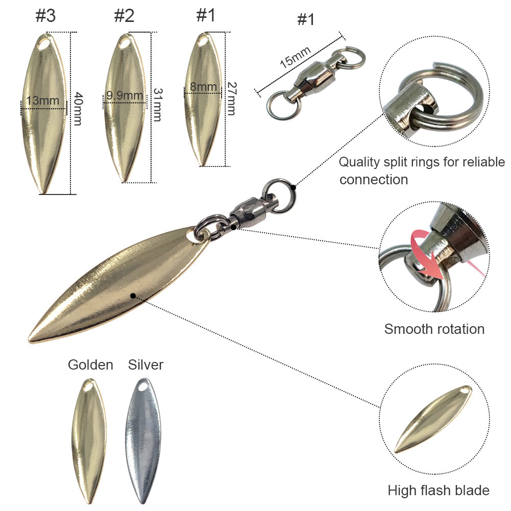 10 Buah Willowleaf Blades Spin - Fishing Lure Blade Bait ulasan dan harga