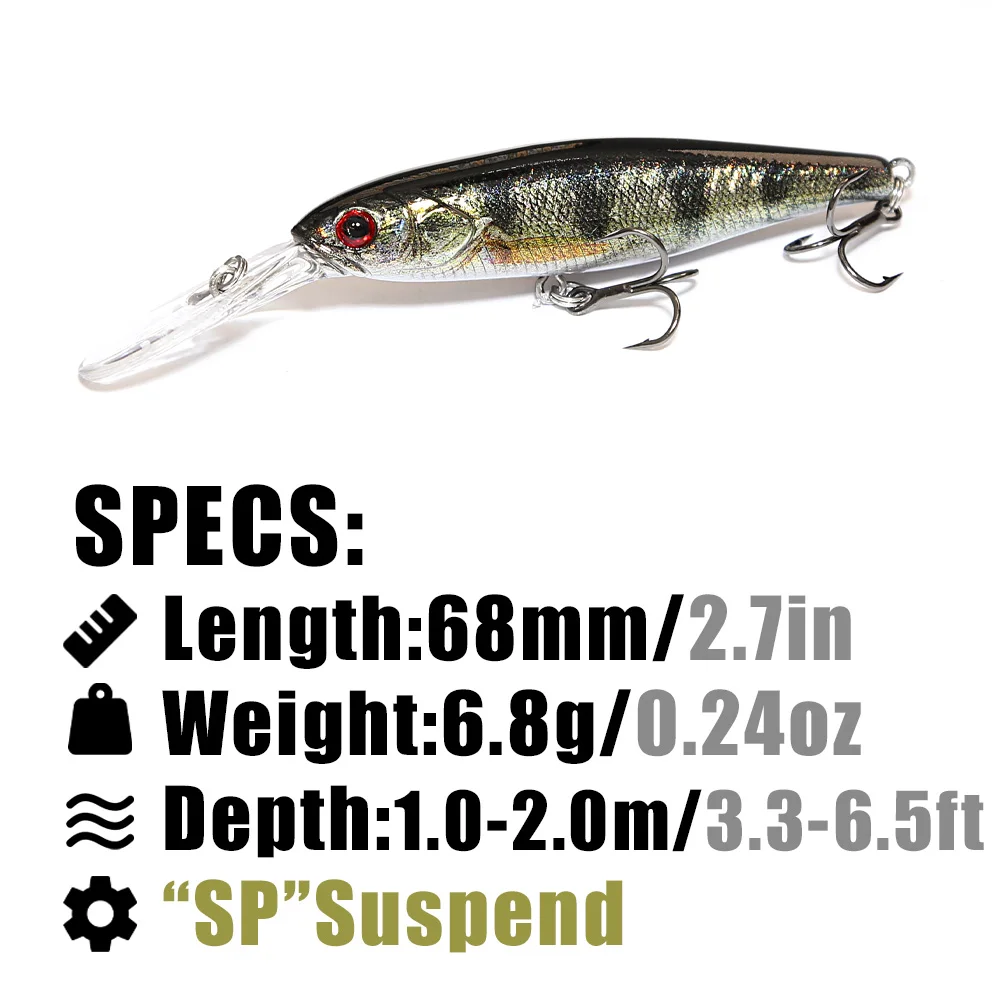 B & U 68mm 3D cetak Shad Suspe - Fishing Lure Jerkbait ulasan dan harga